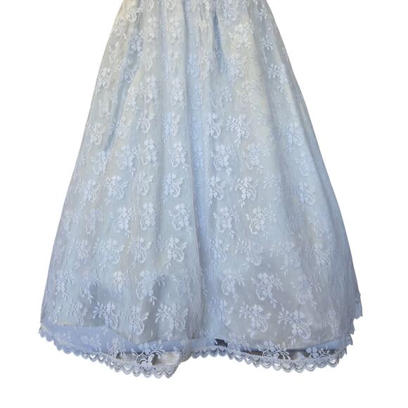 Gunne Sax Vintage 80s Lace Princess Dress Size S Ice Blue Bows Fairy Ruffle - Picture 5 of 12